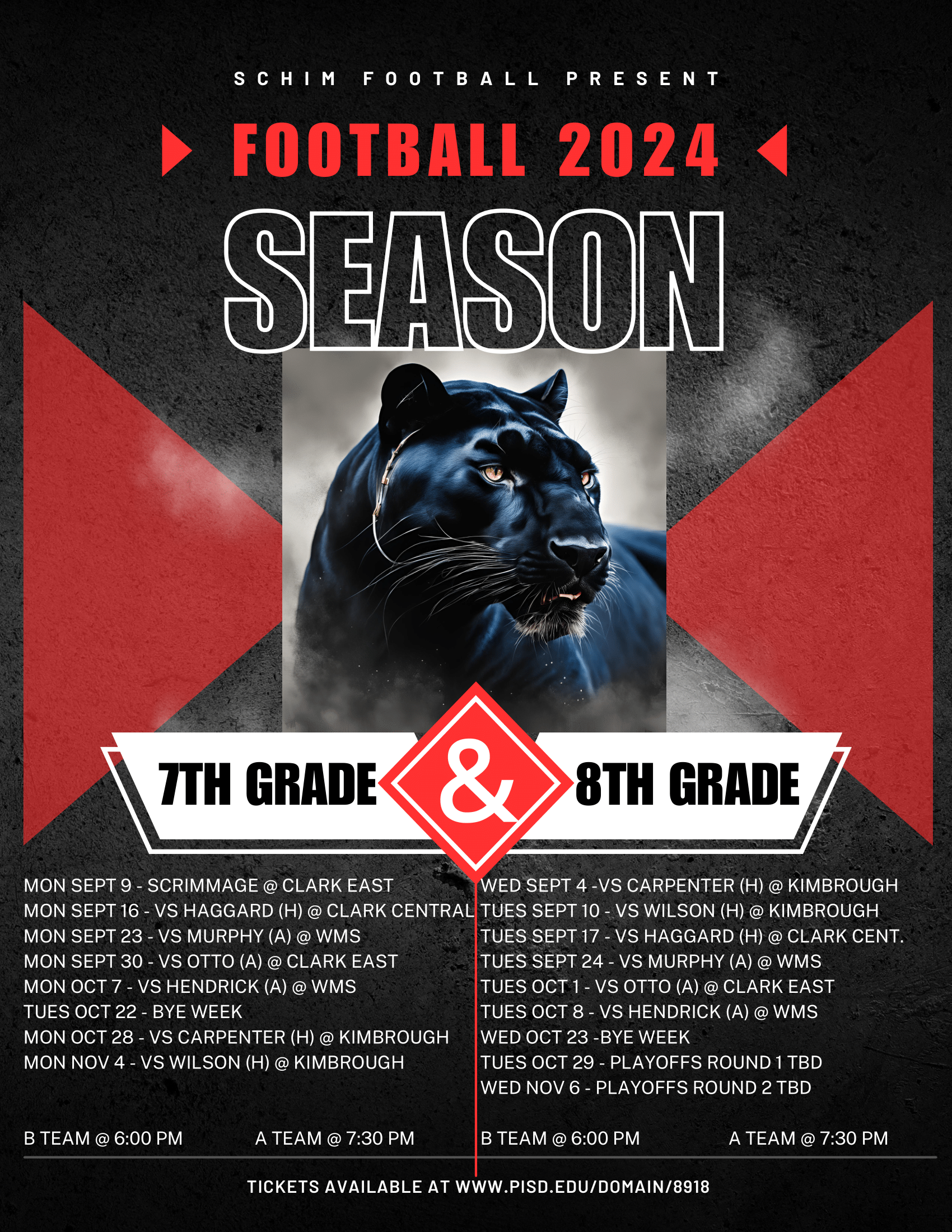 Football Schedule Flyer (schedule in text form down below)